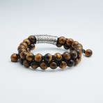 Tiger Eye Adjustable Beaded Bracelet // Brown