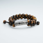 Tiger Eye Adjustable Beaded Bracelet // Brown