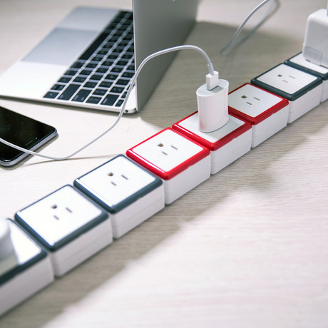 Socket Stacking Surge Protector // 6 US AC Outlets + 3 Outlet Extensions