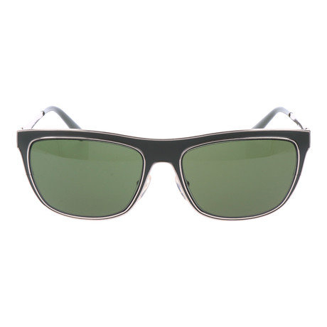 Enamel Rim Rectangular Sunglasses // Black + Silver
