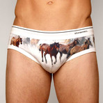 Horses Brief // Brown + White (M)