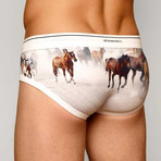 Horses Brief // Brown + White (M)