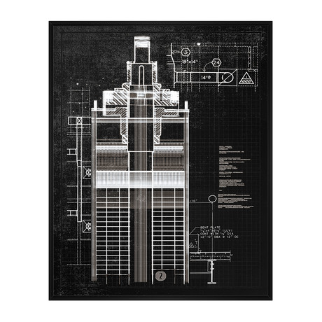 Architectural Drawing II (17.75"W x 21.75'H x 1.5"D)
