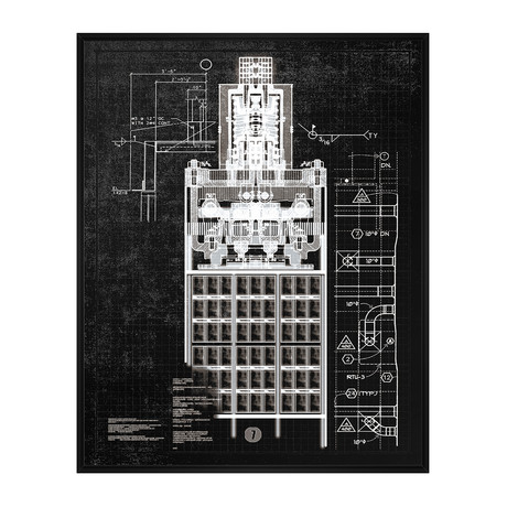Architectural Drawing III (17.75"W x 21.75'H x 1.5"D)