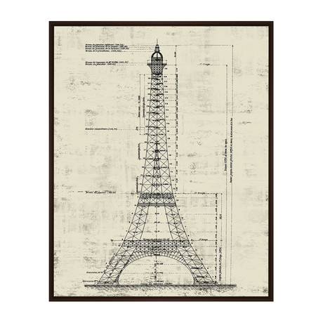 La Tour Eiffel // Architectural Drawing // Sepia (17.75"W x 21.75'H x 1.5"D)