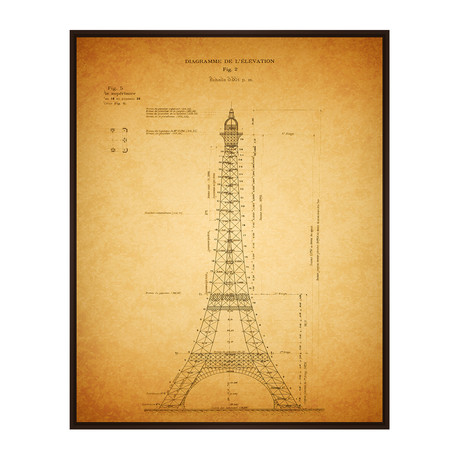 Eiffel Tower // Architectural Sketch (17.75"W x 21.75'H x 1.5"D)