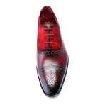 Aagneya Mixed Texture Perforated Toe Oxford // Bordeaux Red (Euro: 40)