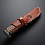 Stacked Leather Gut-Hook Knife // 10"