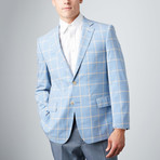 Via Roma // Half-Canvas Sport Jacket // Light Blue + Yellow Windowpane Gingham (US: 36S)