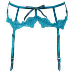 Opulent Lace Suspender // Peacock Blue (Small)