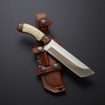 D2 Raptor Textured Bone + Walnut Tanto Knife