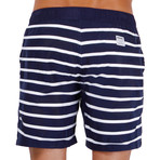Stripe Swim Shorts // Navy + White (S)