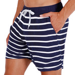 Stripe Swim Shorts // Navy + White (L)