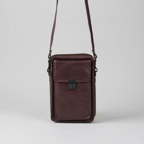 Leather Cross Body Bag // B-Burgundy