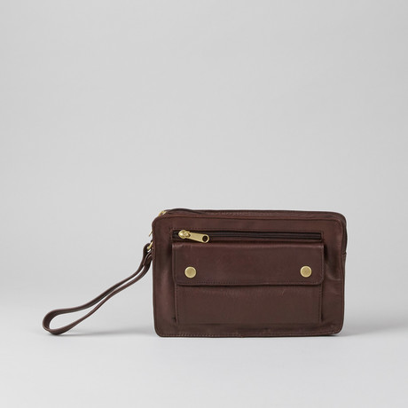 Leather Bag with Strap // Burgundy