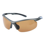 Half Frame Angled Sport Sunglasses // Gunmetal + Brown