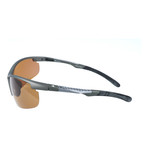 Half Frame Angled Sport Sunglasses // Gunmetal + Brown