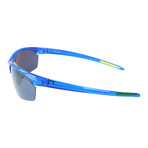 Half Frame Rectangle Sport Sunglasses // Clear Blue