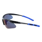 Half Frame Sport Sunglasses // Black + Blue