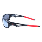Angled Square Sport Sunglasses // Black + Mirror