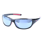Smooth Rectangular Sport Sunglasses // Black + Mirror