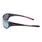 Smooth Rectangular Sport Sunglasses // Black + Mirror
