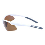 Half Frame Sport Sunglasses // White + Grey + Brown