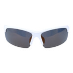 Half Frame Rectangle Sport Sunglasses // White + Orange