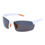 Half Frame Rectangle Sport Sunglasses // White + Orange