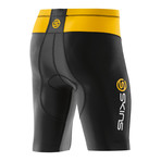 TRI400 Triathlon Compression Shorts // Black + Yellow (XSmall)