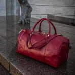 Wise Children Leather Duffel Bag // Red