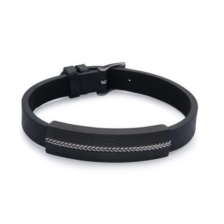 Steel Inlay Adjustable Bracelet // Black