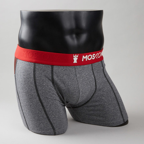 Cotton Athletic Boxer Briefs // Grey + Red (S)