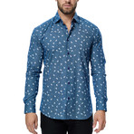 Mini Paisley Long-Sleeve Button-Up Shirt // Blue (2XL)