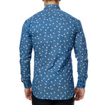 Mini Paisley Long-Sleeve Button-Up Shirt // Blue (2XL)