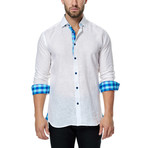 Linen Texture Long-Sleeve Button-Up // White (L)