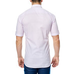 Microstripe Short-Sleeve Button-Up Shirt // Pink (S)