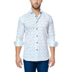 Puzzle Long-Sleeve Button-Up // Blue + White (L)