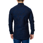 Solarized Flower Long-Sleeve Button-Up // Black + Navy (S)