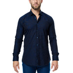 Solarized Flower Long-Sleeve Button-Up // Black + Navy (S)