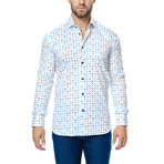 Puzzle Long-Sleeve Button-Up // Blue + White (L)