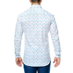 Puzzle Long-Sleeve Button-Up // Blue + White (L)