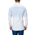 Painter Long-Sleeve Button-Up // White + Blue (2XL)