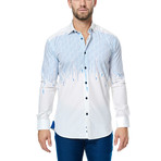 Painter Long-Sleeve Button-Up // White + Blue (S)