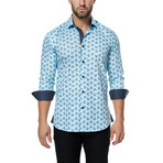 Paisley Trio Long-Sleeve Button-Up Shirt // Light Blue (S)