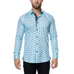 Paisley Trio Long-Sleeve Button-Up Shirt // Light Blue (S)