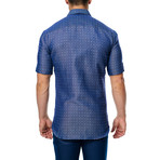 Microsquare Short-Sleeve Button-Up // Navy (L)