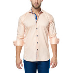 Check Placket Long-Sleeve Button-Up // Orange (2XL)