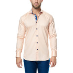 Check Placket Long-Sleeve Button-Up // Orange (2XL)