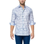 Leafy Long-Sleeve Button-Up // Light Blue (S)